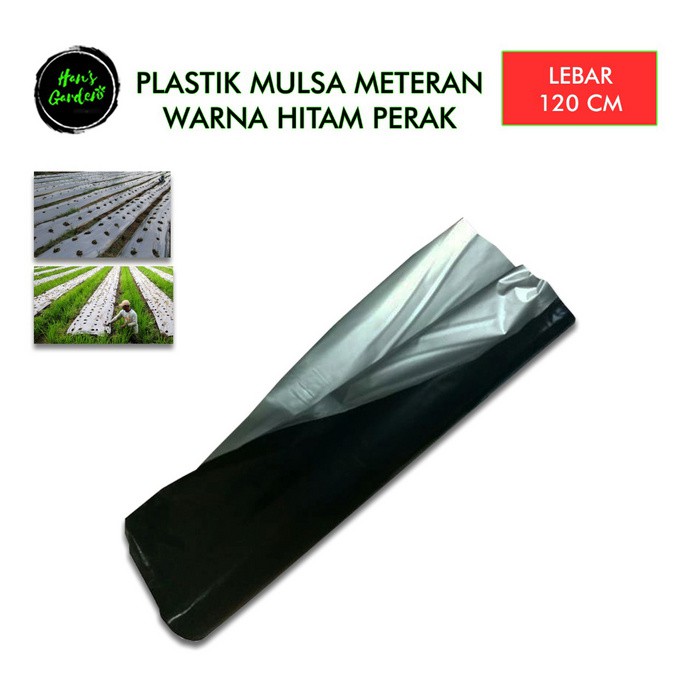 Plastik mulsa hitam perak penutup tanah dan gulma lebar 120 cm eceran8