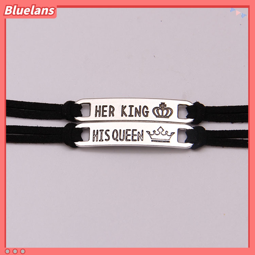 Bluelans Fashion His Queen Her King Couple Bracelet Matching Bangles Lovers Jewelry Gift