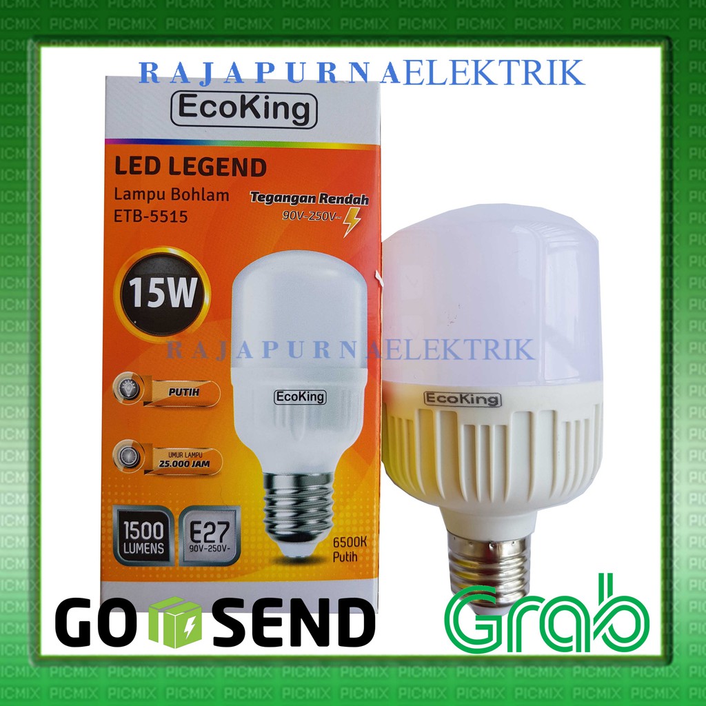 LAMPU LED BULB ECOKING 15W / 15 watt SUPER TERANG (PAKET 10Pcs)
