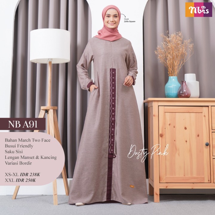 BAJU GAMIS SARIMBIT NIBRAS NB A91 NSK 91 MAROON/NB A91 BIEGE NSK 91