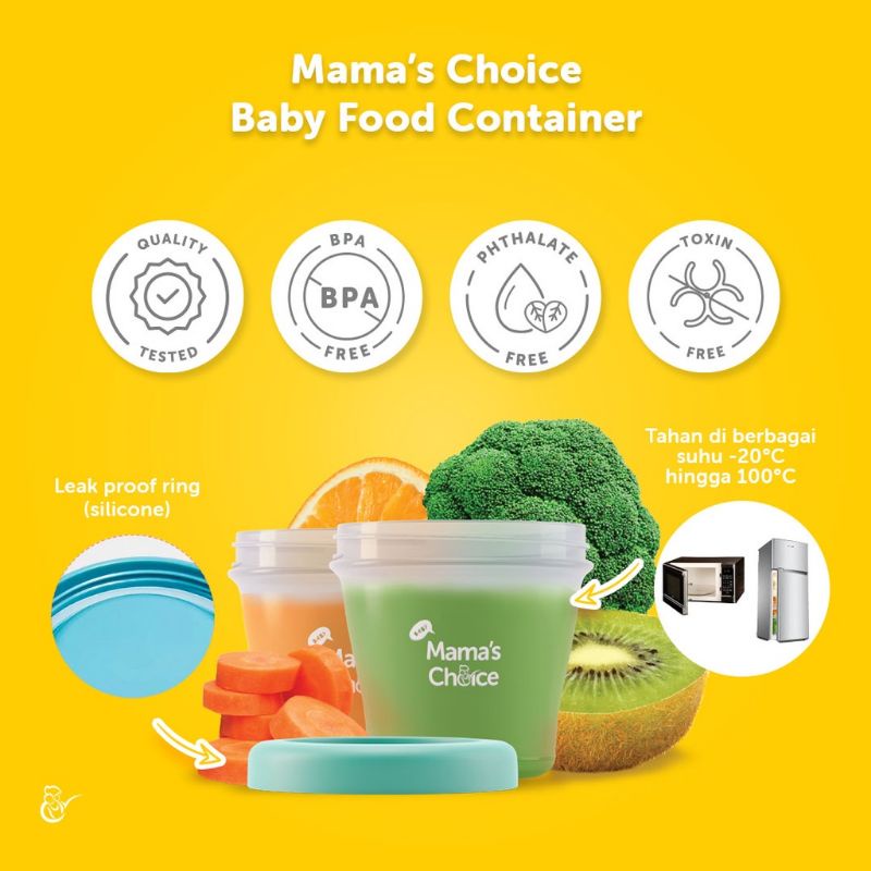 Mama's Choice Baby Food Container | Tempat Makan Bayi | Wadah Penyimpanan MPASI