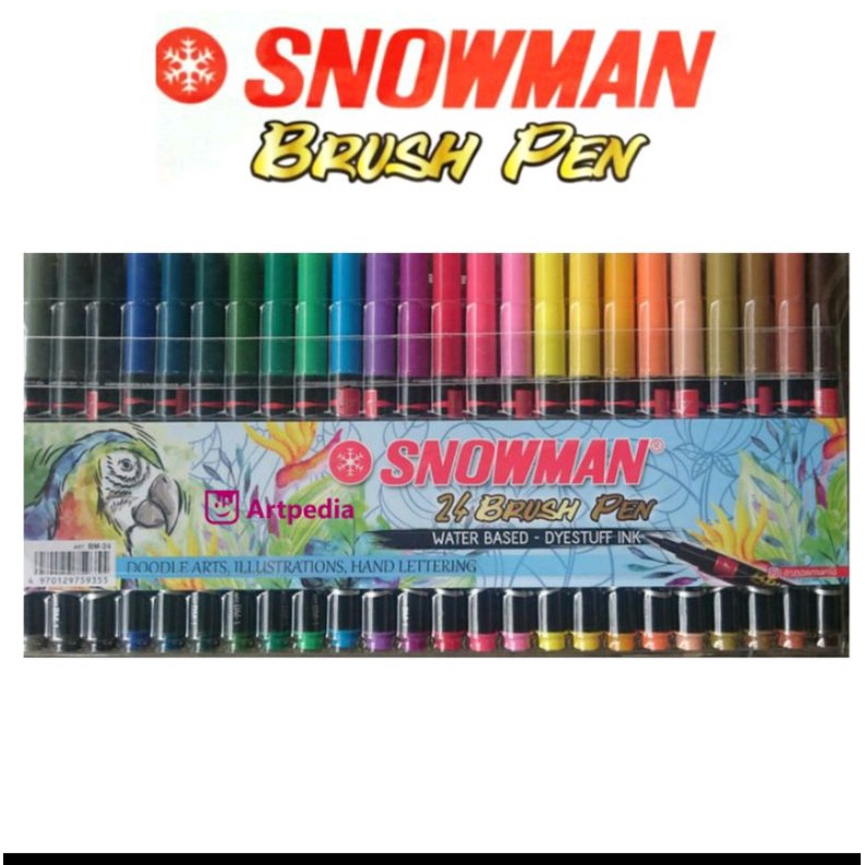 

SNOWMAN BRUSH PEN SET 24 WARNA BM-24/ PEN KUAS KALIGRAFI SET/SPIDOL BRUSH PEN 24 WARNA