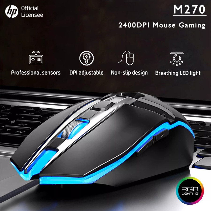 Mouse Gaming HP M270 2400DPI RGB Macro Programmable