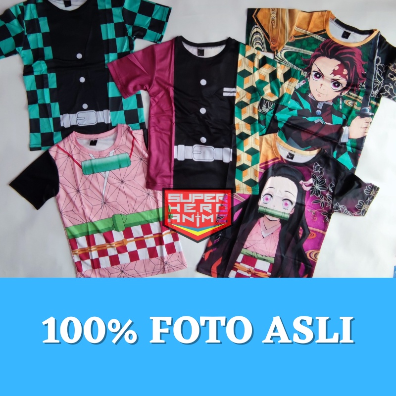 Baju Demon Slayer Anak Kaos Kimetsu No Yaiba Anime Atasan Tanjiro Nezuko Import 4 - 12 Tahun