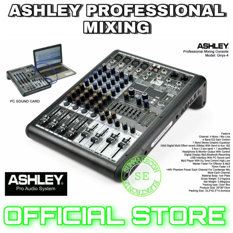 mixer audio 4 channel original ashley onxy 4 usb bluetooth record