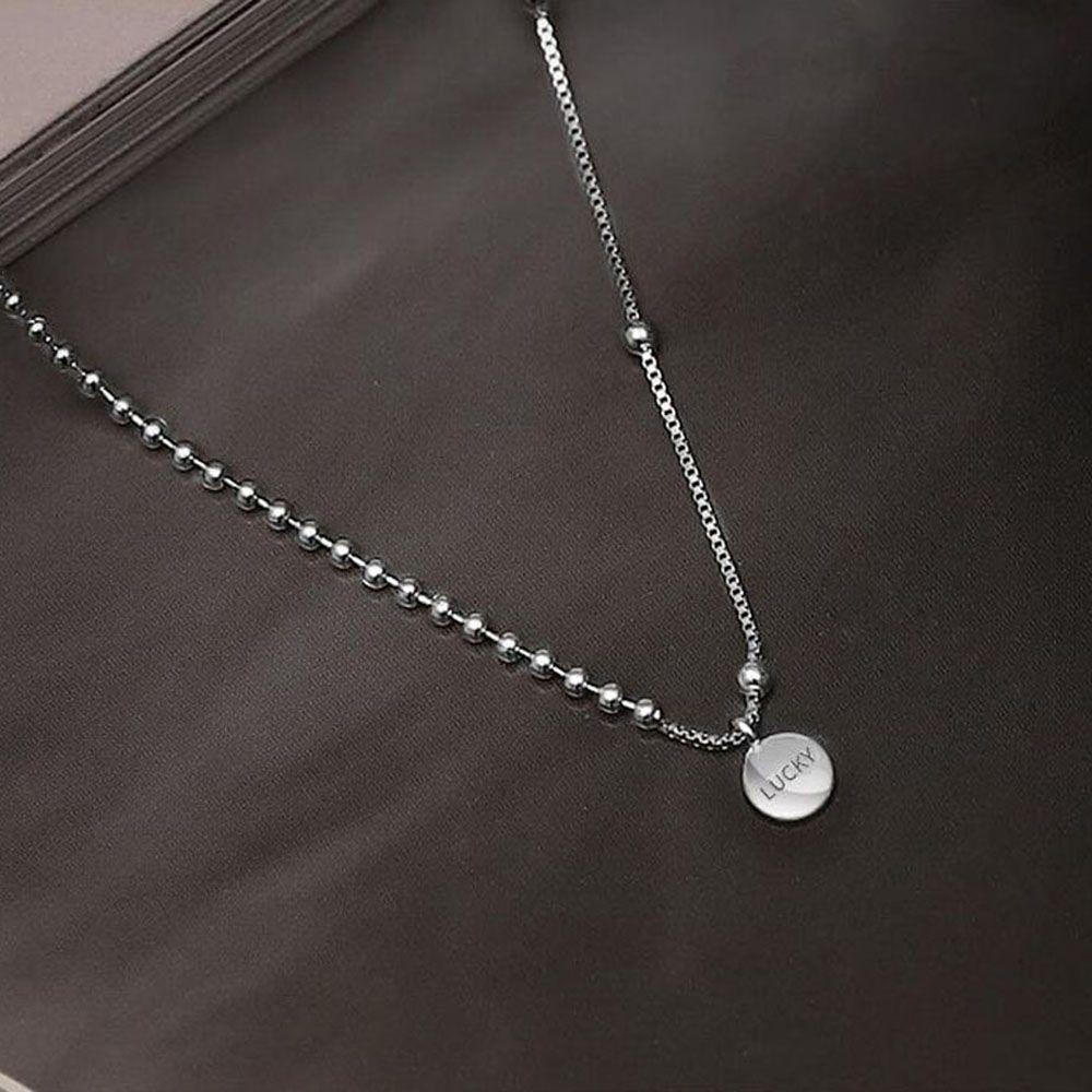 NEEDWAY Needway Kalung Liontin Charm Untuk Wanita Rantai Pendek Huruf Manik Minimalis Aksesoris Fashion