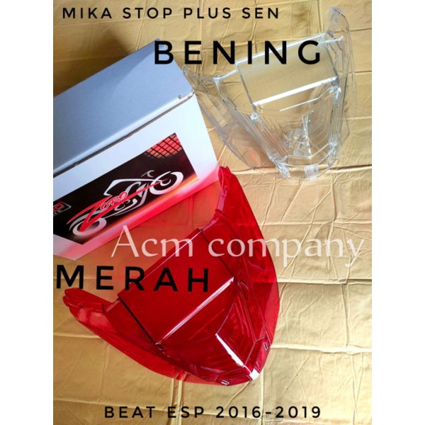 Cover tutup mika lampu stop Honda Beat Esp - Mika bening & Merah