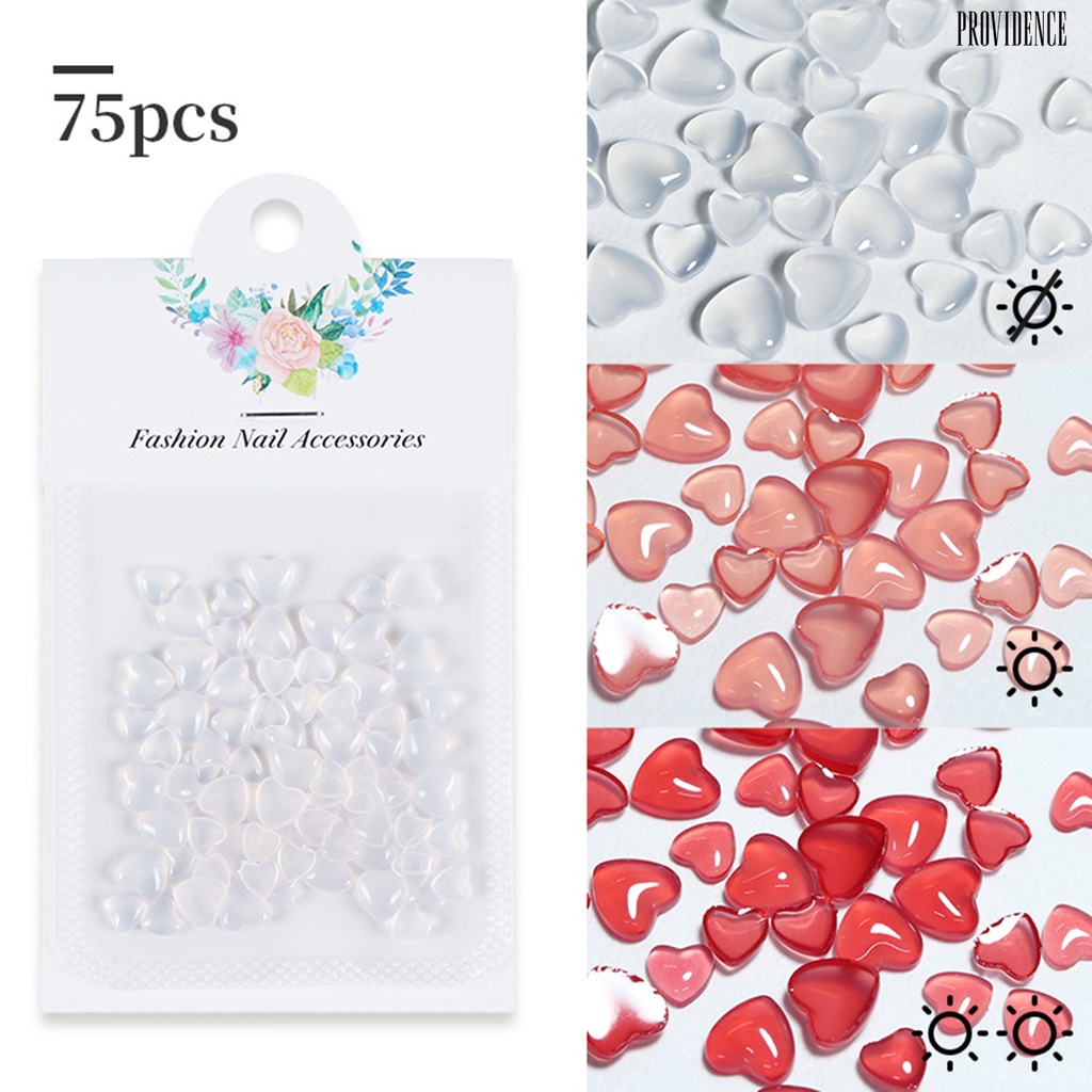75pcs Berlian Imitasi Bentuk Hati Transparan Untuk Dekorasi Nail Art
