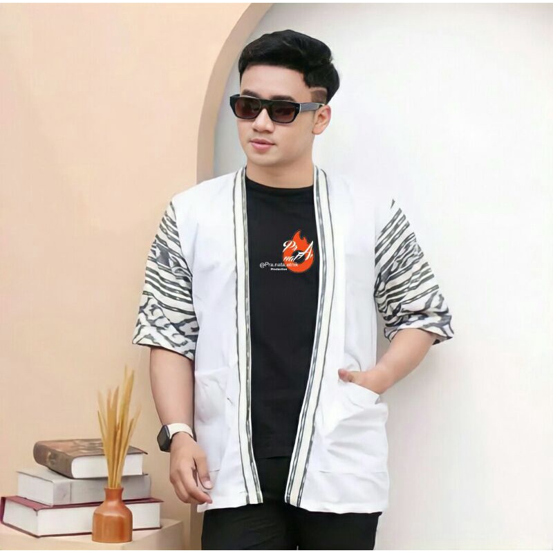 Baju pria kombinasi kain tenun kualitas premium