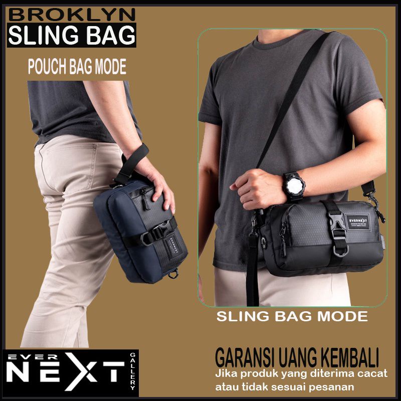 Tas sling pouch bag waterproof pria wanita multifungsi tas selempang pria anti air terbaru kualitas import tas selempang cowok dan bahu laki laki terlaris Brooklyn series