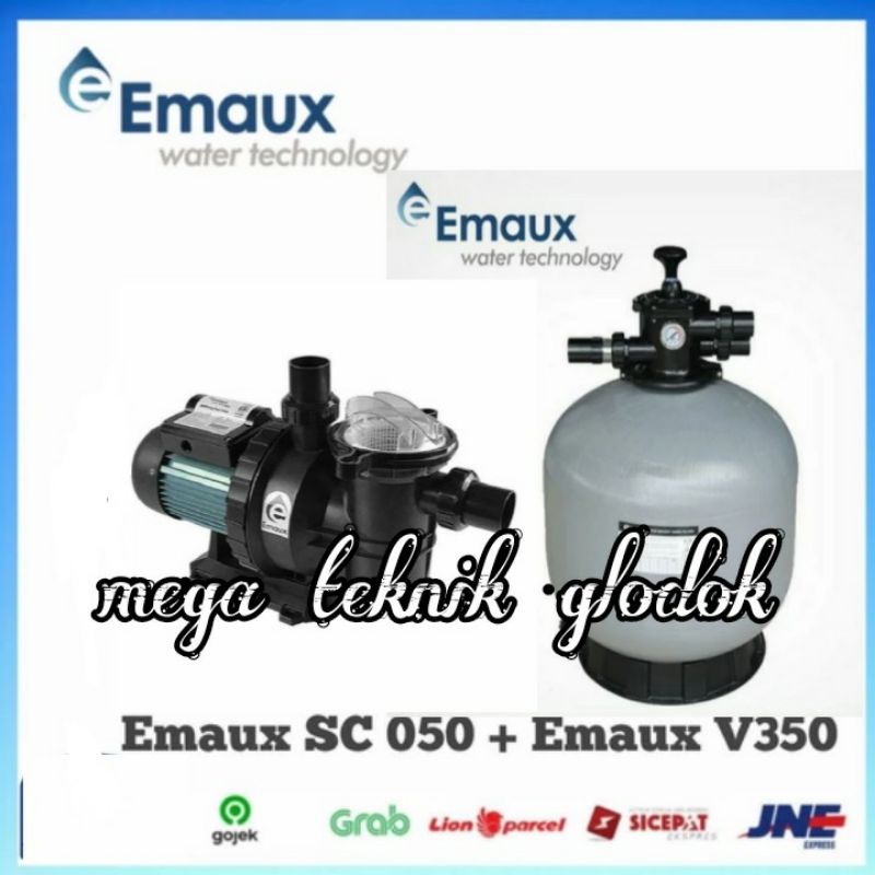 Mesin Pompa kolam Renang 1/2 HP Emaux SC 050 + Sand Filter EmauxP 350