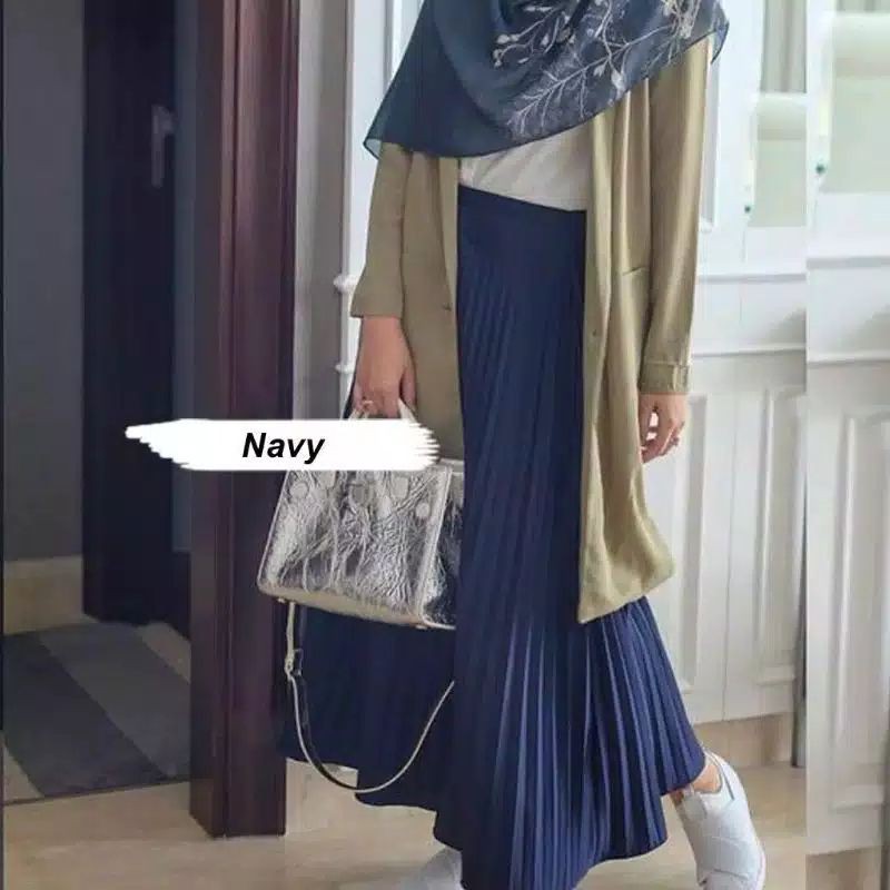 ROK PLIKET JUMBO MURAH BAWAHAN WANITA-Nevy