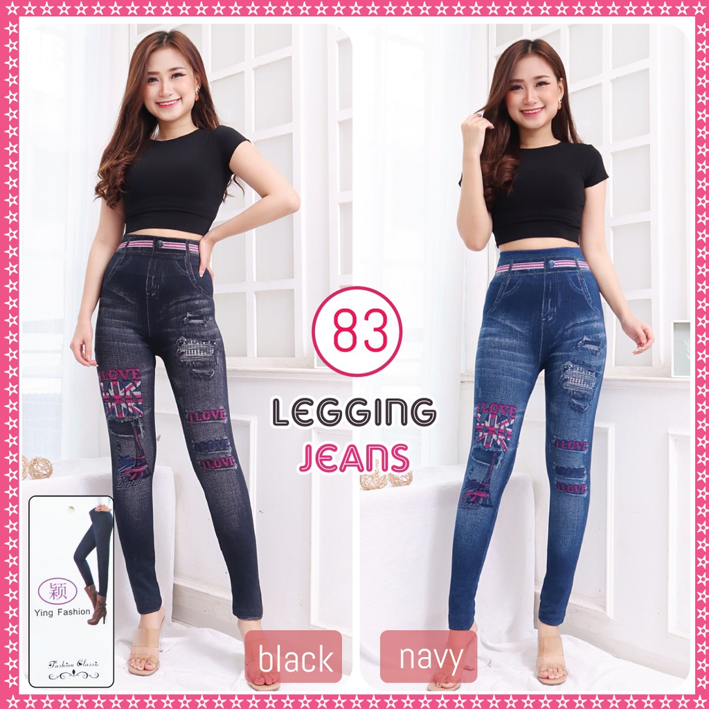 Koleksi Legging Jeans Wanita [ motif 80 - 99] / Leging JEANS import / Celana Legging Jeans / legging wanita import