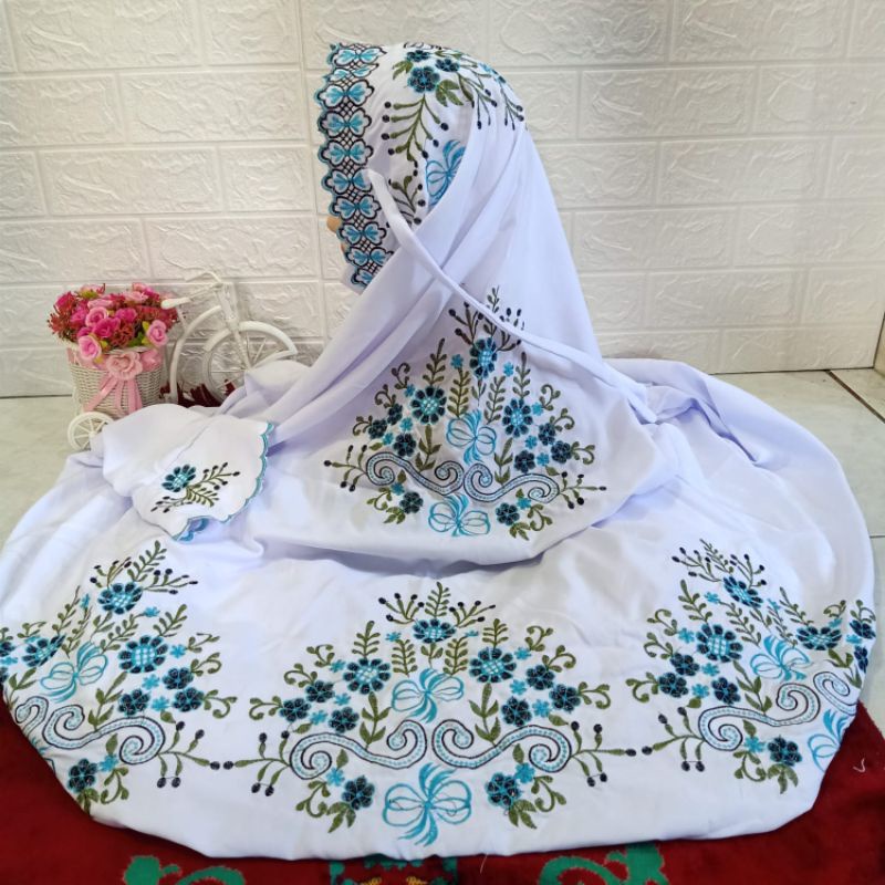 Mukena Bordir Dewasa Model Terusan Katun Bordir