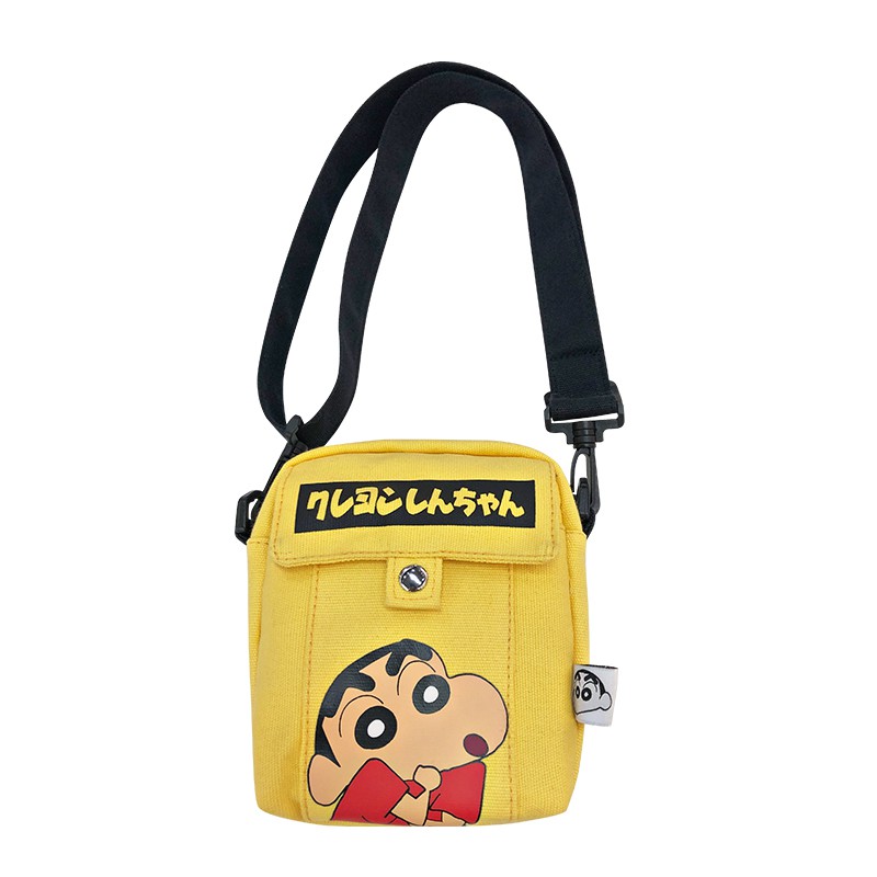 Shinchan Mini Sling Bag Warna  Kuning  Bahan Kanvas Original 