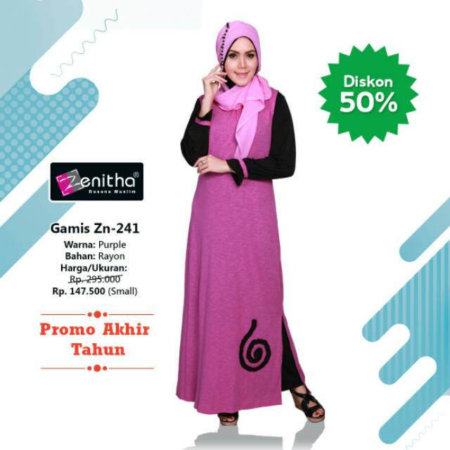 Zenitha,Gamis zn 241 Ungu murah,Gamis Syari branded,Gamis Dewasa Cuci Gudang