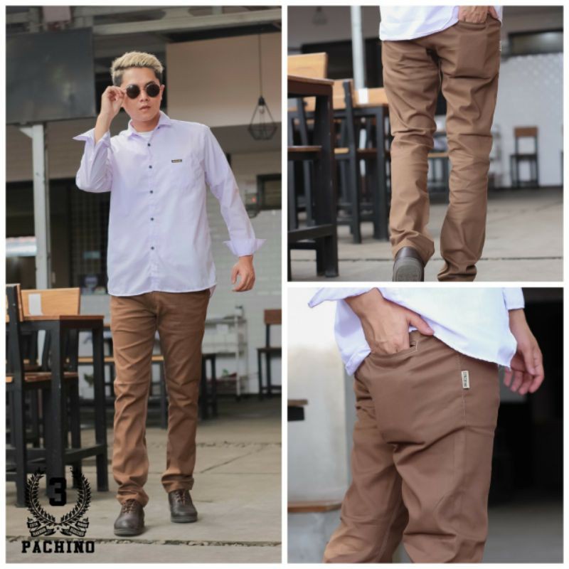 Celana Chino Panjang Pria Slimfit Katun Strecth Twill Melar Original Pachino Premium Distro