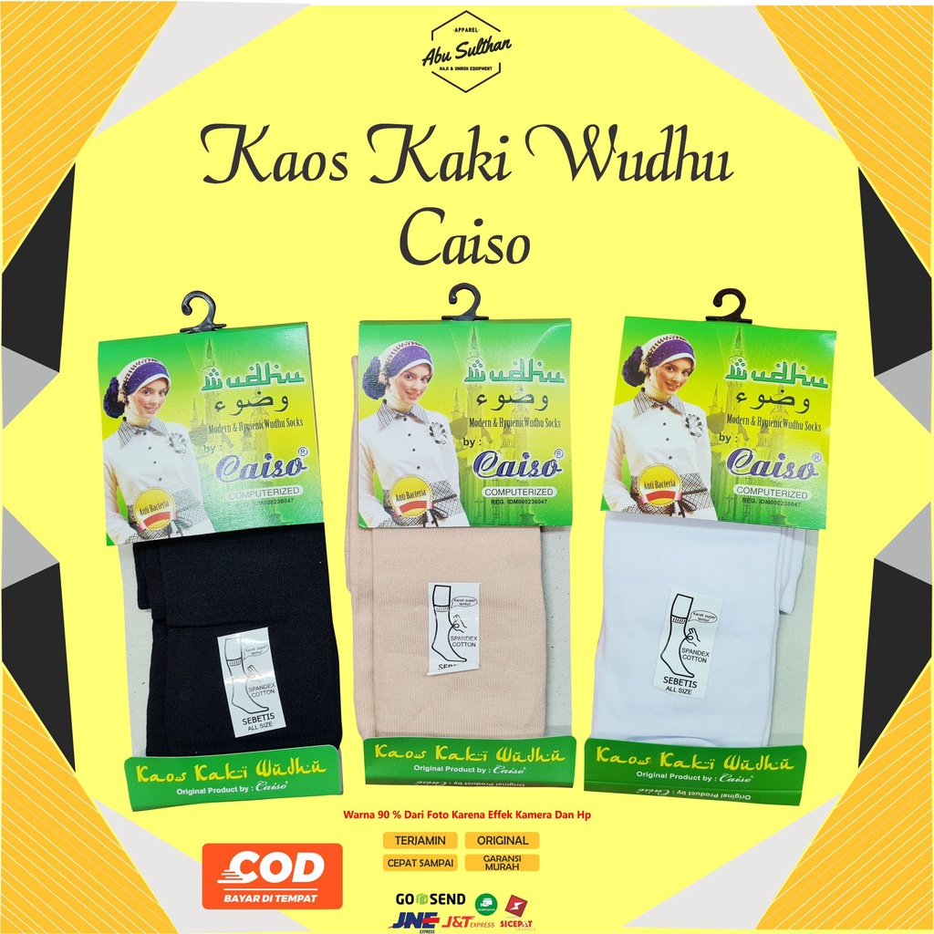 Kaos Kaki Wudhu Muslimah Caiso Cream Putih Hitam Polos Kaos Kaki Wanita Soka