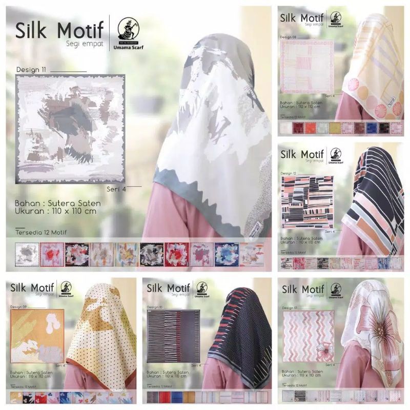 ❤Miss.Vinka❤ Jilbab Pesta Umama SILK MOTIF Segi Empat / Hijab Square Satin