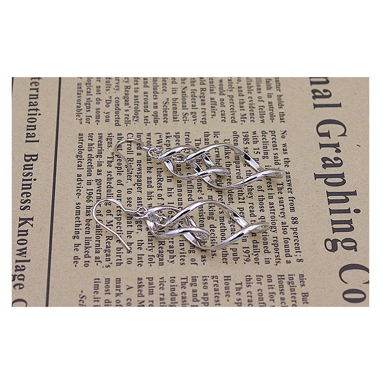 Anting Perak 925 Wanita Daun Twist Ganda Perhiasan Fashion