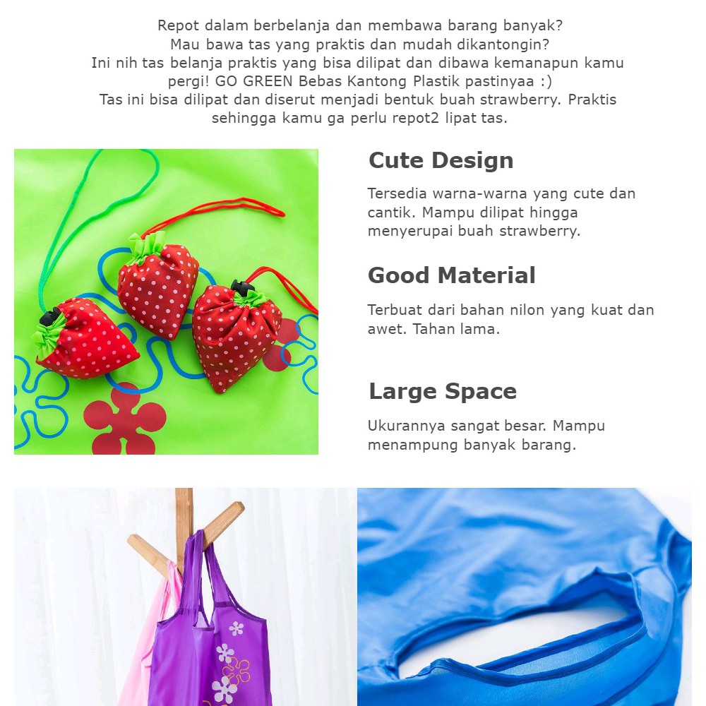 Tas Belanja Strawberry - Shopping Bag - Tas Lipat Serbaguna