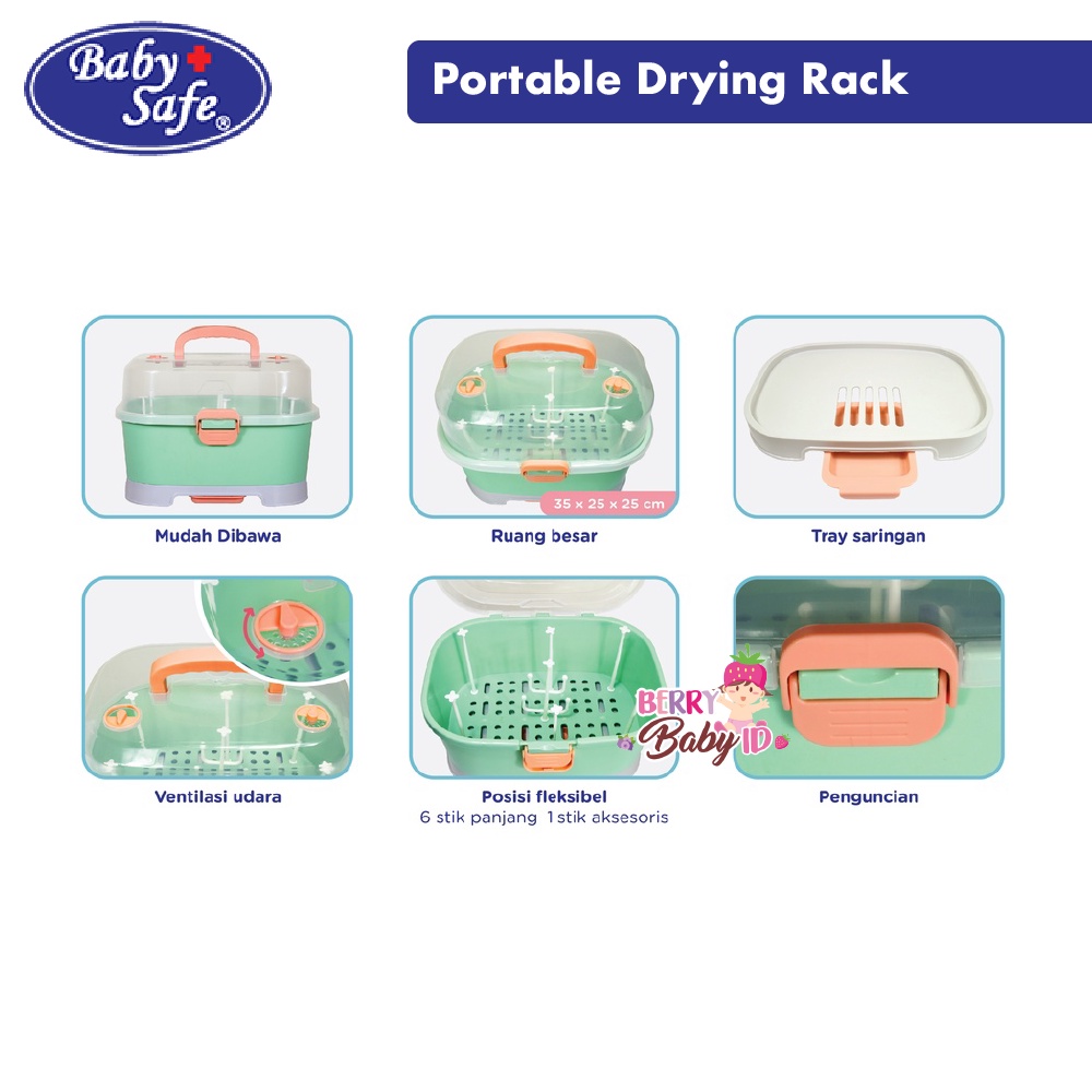 Baby Safe Drying Rack Portable Rak Pengering Botol Susu Bayi DR006 Berry Mart