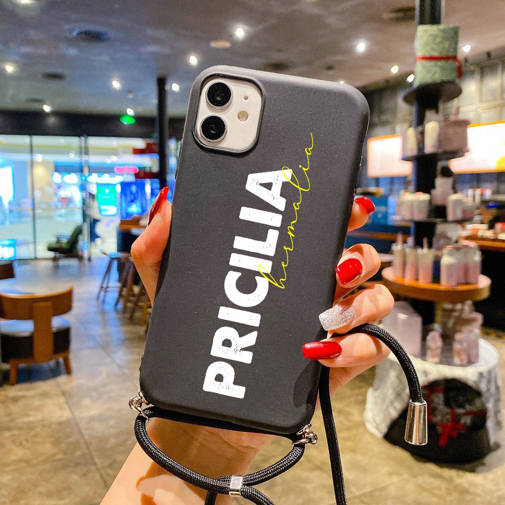 Custom Nama Softcase TPU + Tali for Xiaomi Redmi note 10 note 9 note 9 pro poco m3 9T 9C 9A [S29]