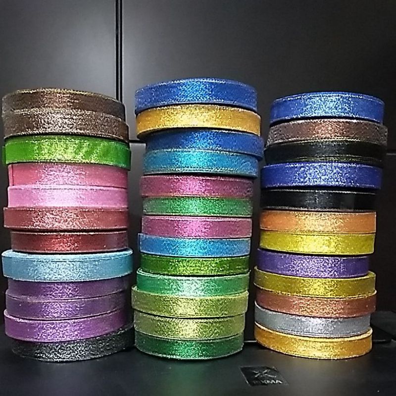 Pita Metalik Pita Glitter 1/2&quot;inc 12mm 20Yards