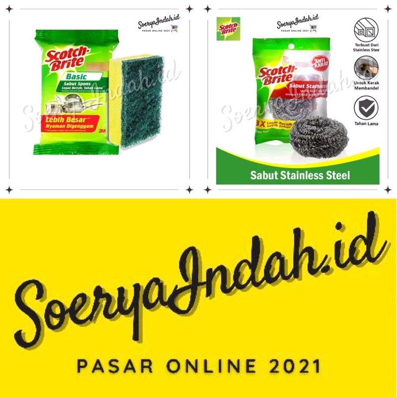 Jual Spon Sponge Spons Cuci Piring Scotch Brite Sabut Spons Sabut Stainless Soeryaindah