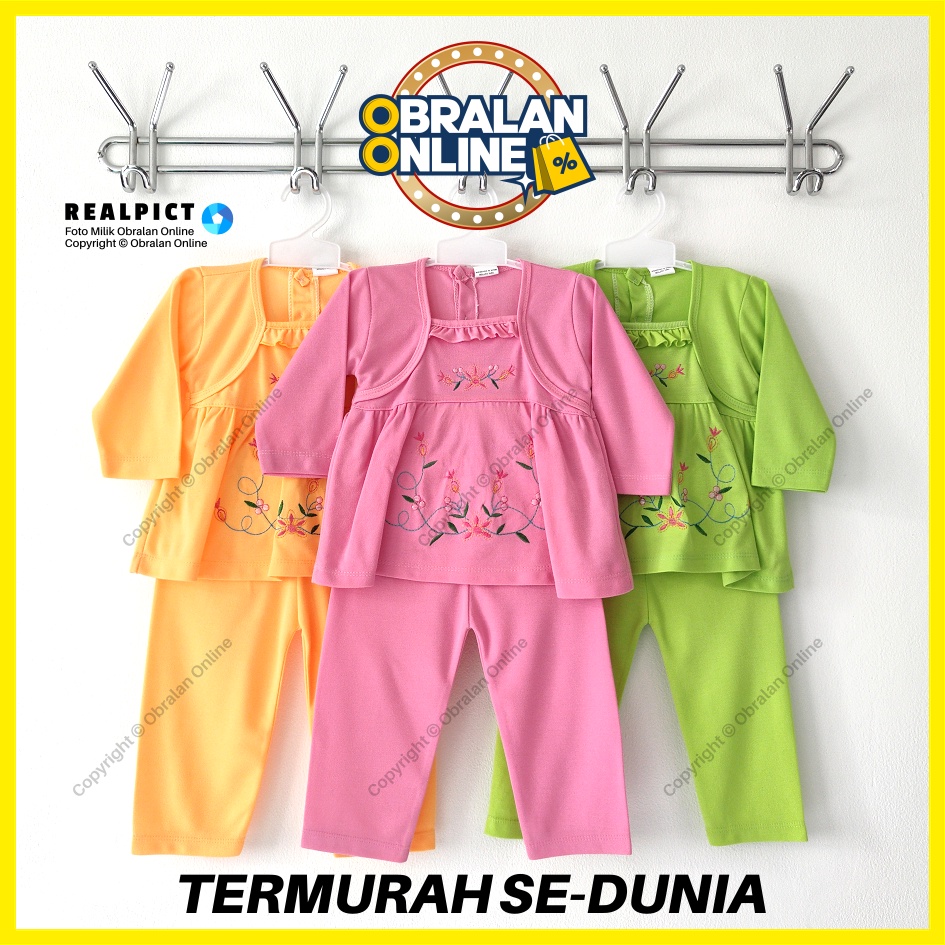 [SPY-RF82] OBRALAN ONLINE, Setelan Baju Bayi 3 - 18 Bulan, RED FOREST Bunga Rambat, Kaos Piyama Anak