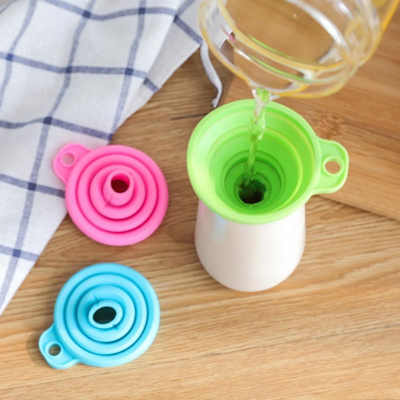 Corong Silikon Lipat untuk Air Minyak Portable Silicone Folding Funnel Warna