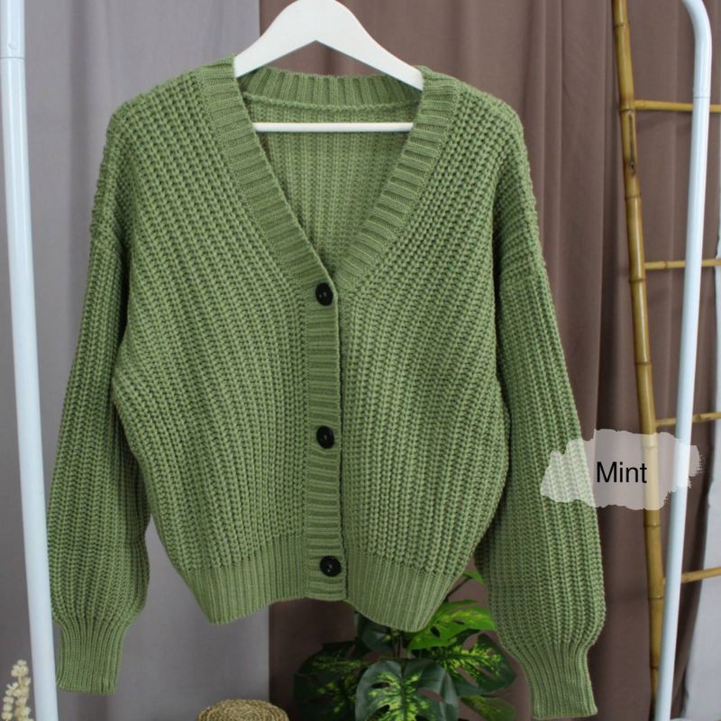 Chexicila Cardi Rajut PREMIUM Super Tebal /Premium 3get Super TEBAL Rajut adem Halus-3GT01 - Mint