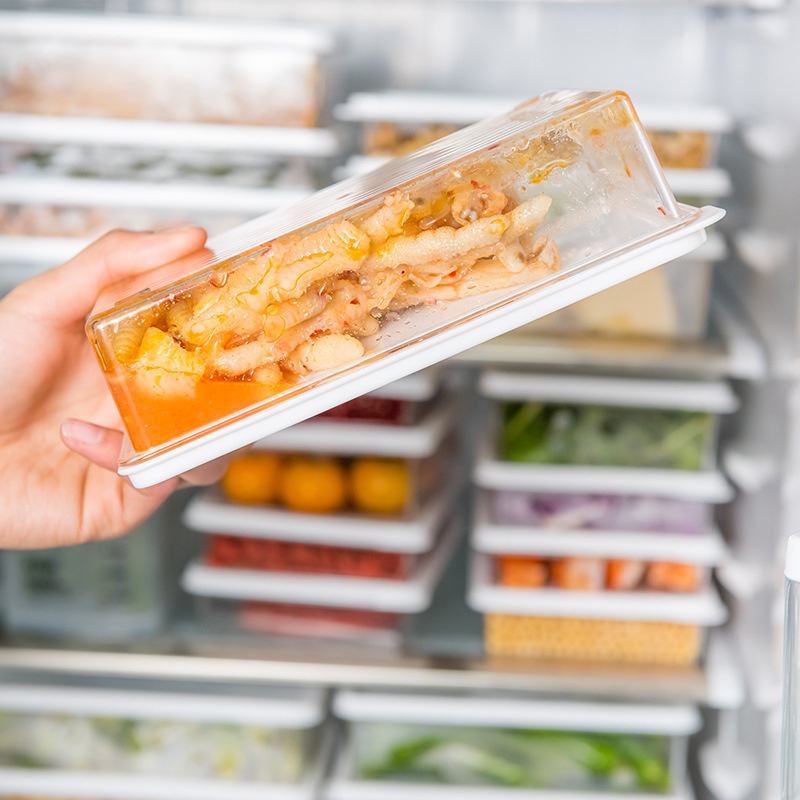 Kotak Penyimpanan Makanan Dengan Tutup Ukuran 450 / 650 / 1000ML Gaya Jepang Untuk Freezer