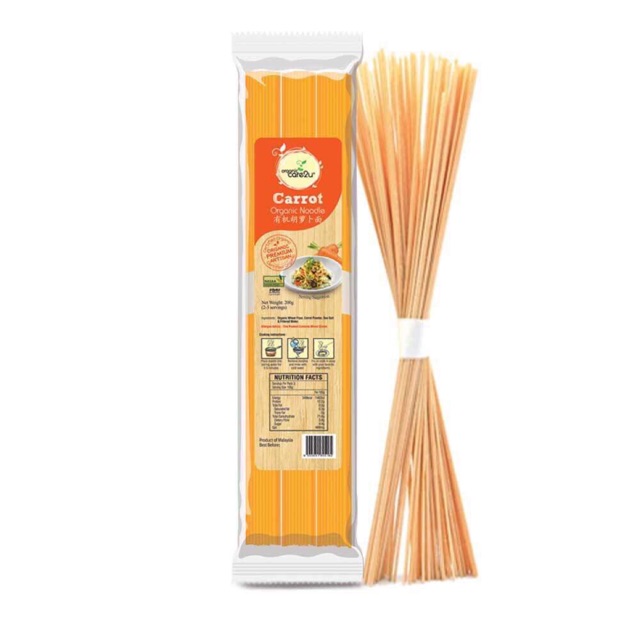 Organic vegetable noodle/ organic Care2u Organic Carrot Noodle / Mie kering organik rasa wortel