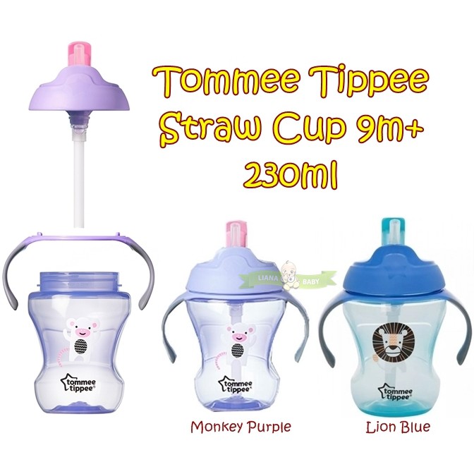 BOTOL TOMMEE TIPPEE STRAW CUP 9M PLUS 230 ML / BOTOL SEDOTAN ANAK ready purple dan blue