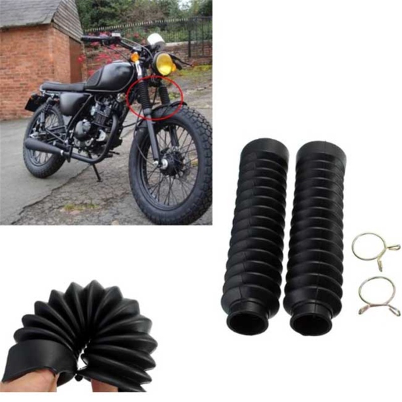 2pcs Gaiter Pelindung Fork Depan Motor Bahan Karet