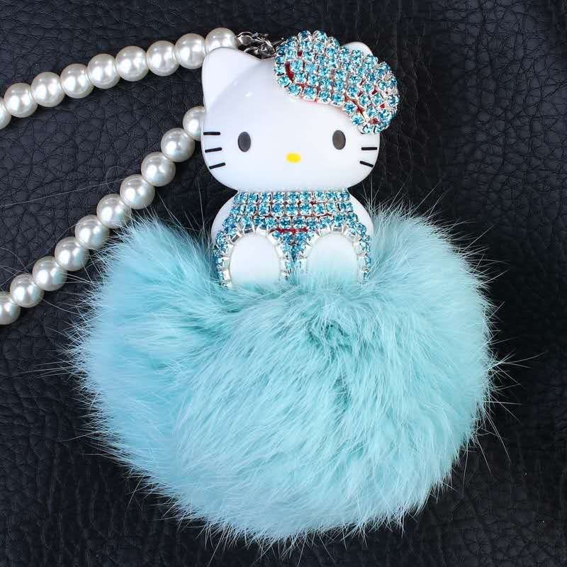 Car Hello Kitty Crystal Pendant Gantungan Pajangan Kaca Spion Tengah Mobil