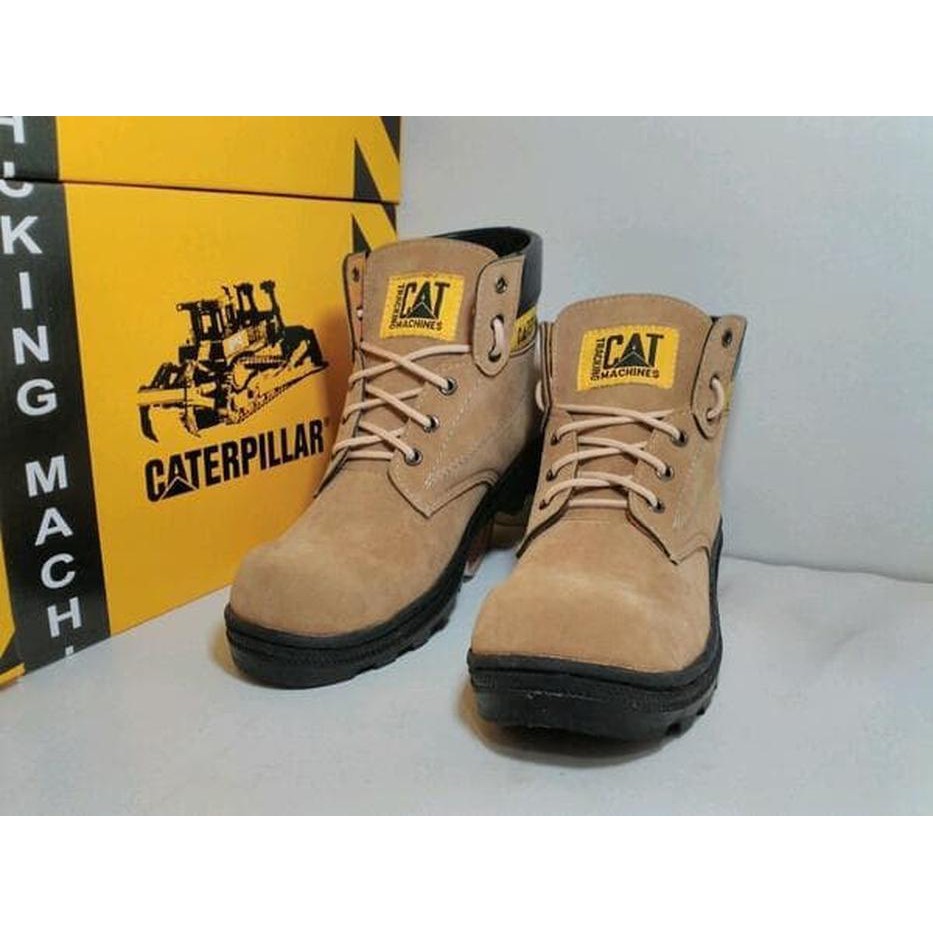 Asli original sepatu safety boots caterpillar suede cream kuat li