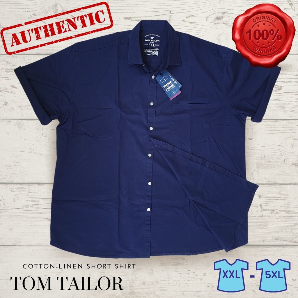 Hem Pendek Big Size Tom Tailor Original Jumbo Biru Navy Polos