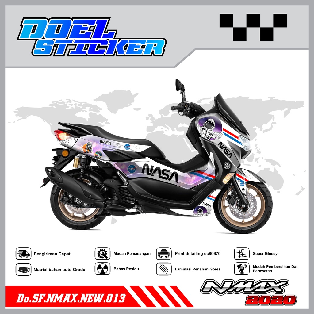 STICKER STRIPING NMAX NEW 2020 - STICKER STRIPING LIST VARIASI HOLOGRAM , CROME YAMAHA NMAX NEW 2020 DOEL 013