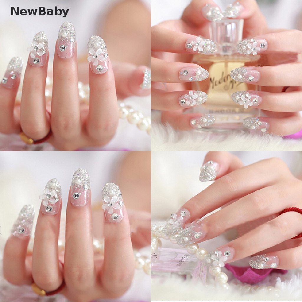 Newbaby Kuku Palsu 3D Warna Putih Untuk Pengantin Wanita