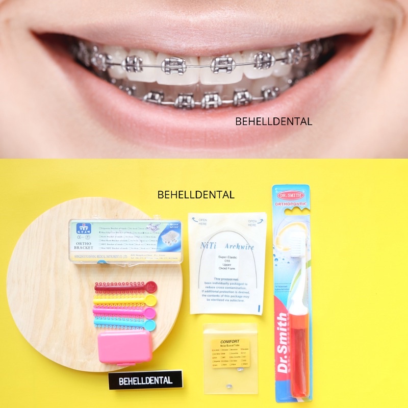 PAKET BEHEL PERMANEN METAL ORTHO BRACKET USA ROTH WITH HOOK - Braces Dental Untuk Perbaikan / Perawatan Gigi - Kawat Orthodontic Metalic - Behelldental