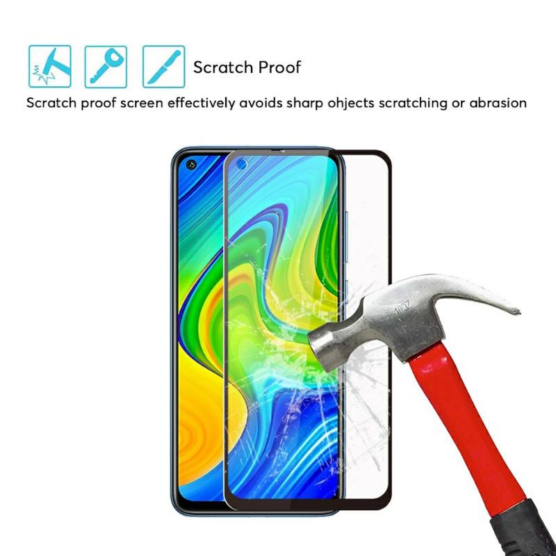 COD-3IN1 Soft Case Karbon Shock Proof Casing Redmi Note 9 Tempered Glass Full Layar Kamera Premium