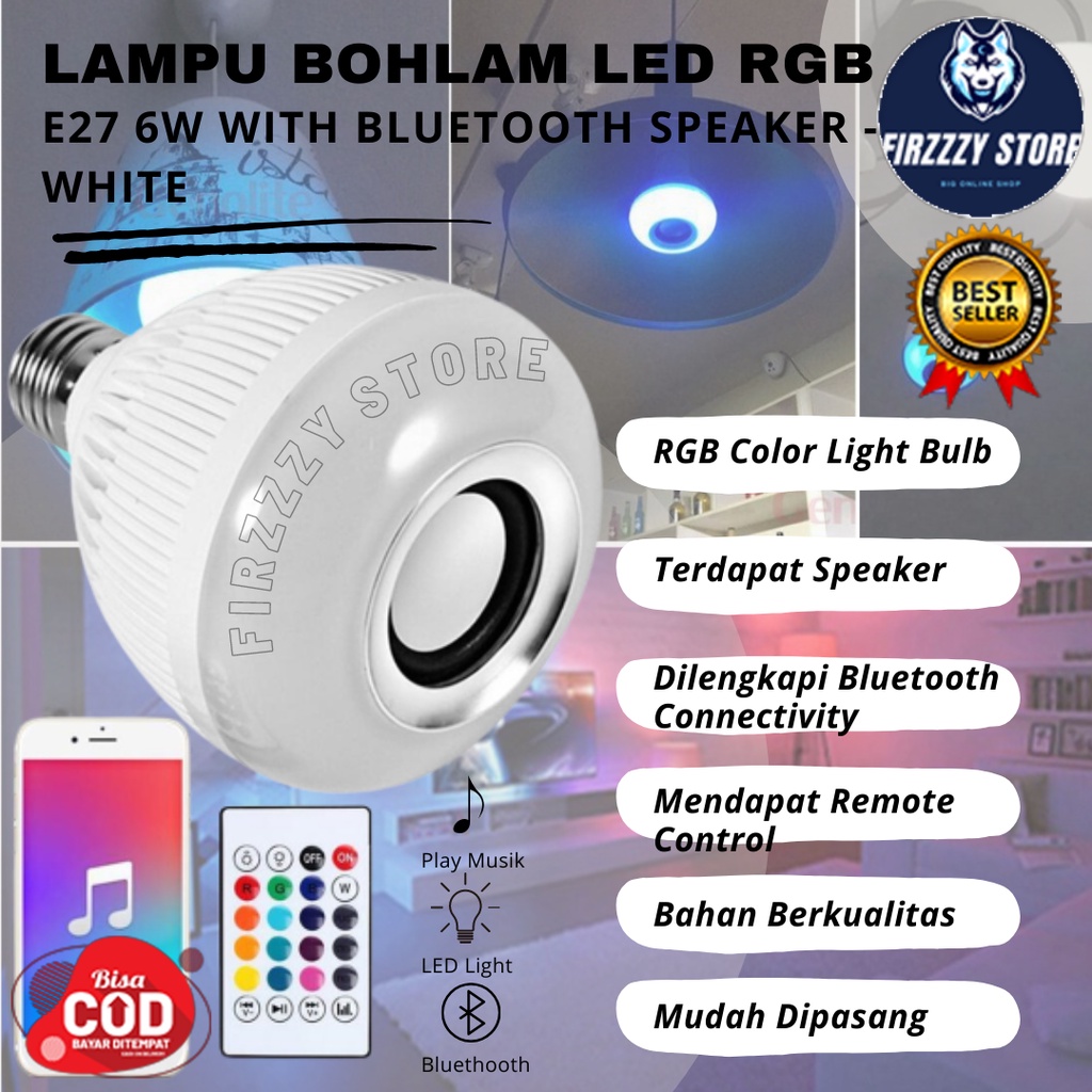 Lampu Bohlam LED RGB E27 6W with Bluetooth Speaker - White