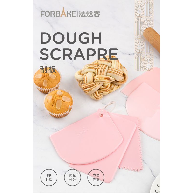 Forbake Plastic dough cutter set 3pcs Pink / alat hias kue