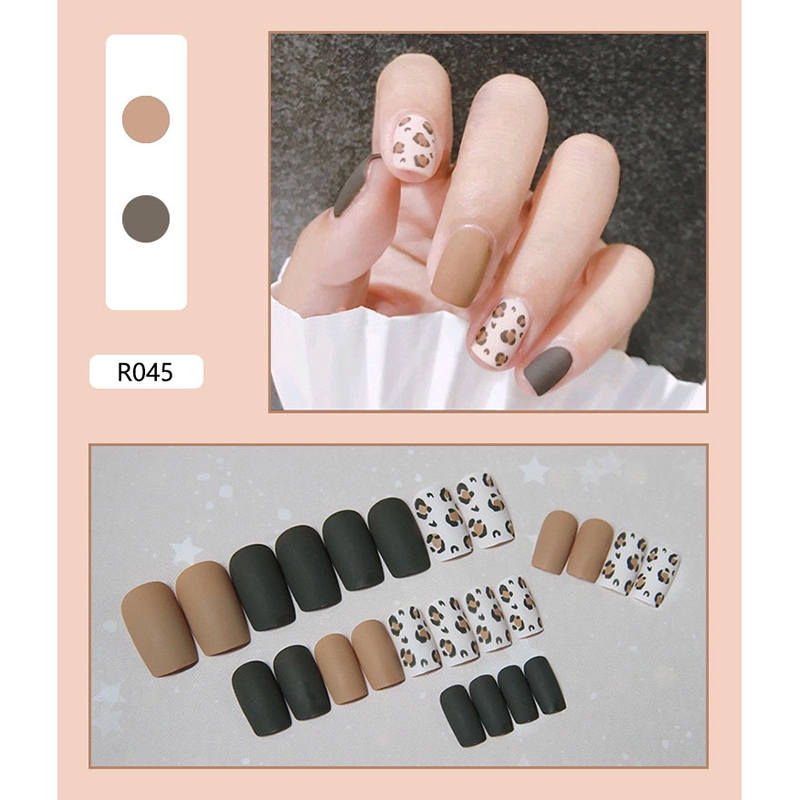 R041-r060 24pcs / box Kuku Palsu Full Cover Untuk Nail Art