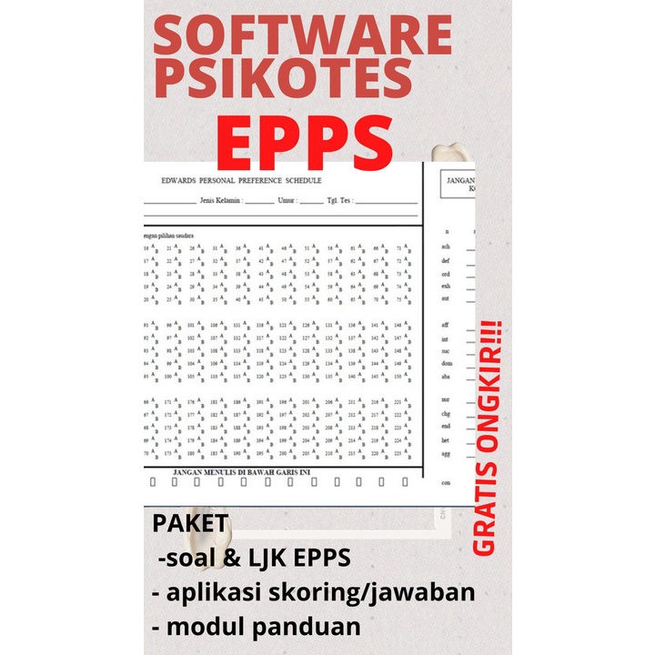 software EPPS / software psikotes EPPS / software psikotest / aplikasi psikotes / alat tes psikologi