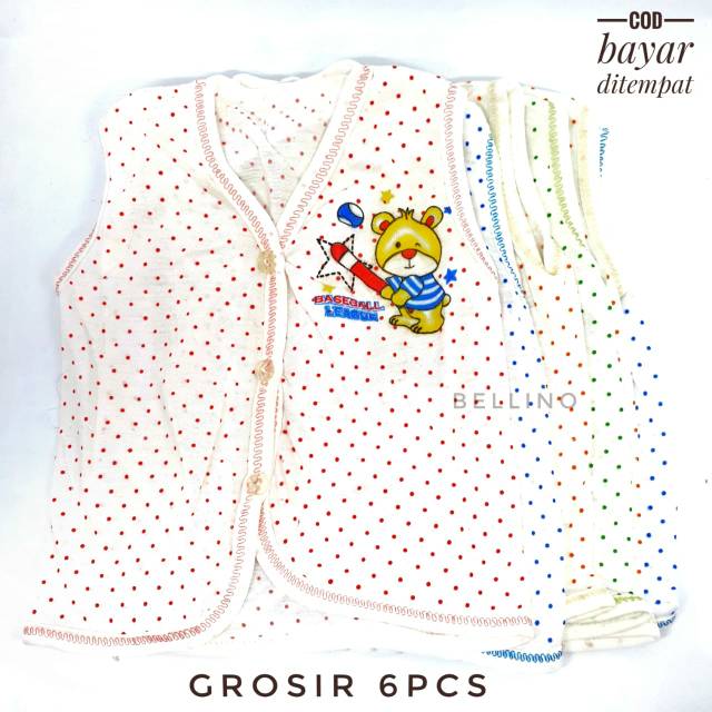 Grosir 5pcs Baju Baby New Born 0-3 Bulan Tanpa lengan Polkadot Murah / Baby gift Kado Bayi By Belbra