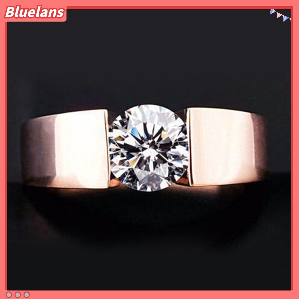 Bluelans Cincin Cubic Zirconia Bentuk Bulat Untuk Unisex