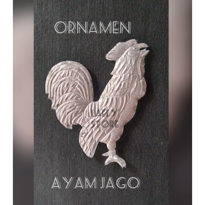 Aksesoris pagar besi ornamen motif ayam jago 33x40cm dua sisi muka